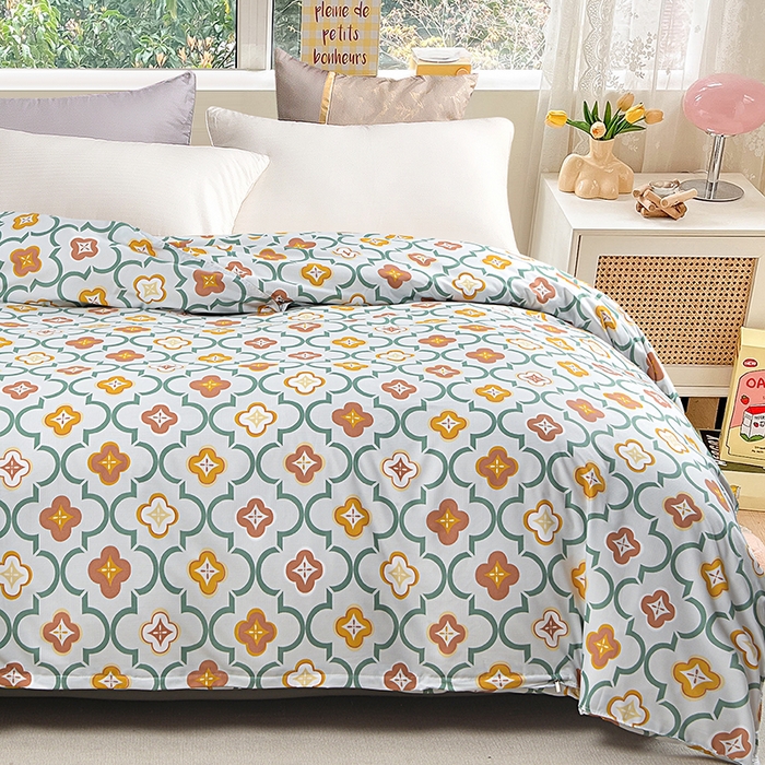 91家纺网 家纺一手货源 找家纺 小雨家纺 2026新款芦荟棉单被套 初夏绿