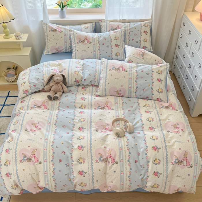 91家纺网 家纺一手货源 找家纺 （总）呗旺鹿 2024新款13372全棉四件套学生三件套宿舍三件套小清新纯棉四件套