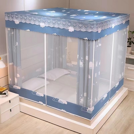 2025新款坐床遮光布款防尘床帘式蚊帐 气象站回底