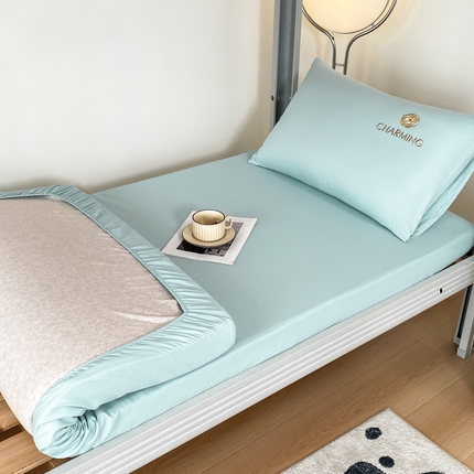 91家纺网 家纺一手货源 找家纺 （总）暖季家纺 2025新款学生上下铺山茶花绣花床笠支持定制