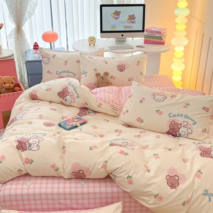 91家纺网 家纺一手货源 找家纺 晨希家居 2024新款全棉卡通活性印花四件套贝贝熊