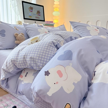 晨希家居 2024新款全棉卡通活性印花四件套小象童话