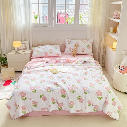 91家纺网 家纺一手货源 找家纺 （总）2025新款A类泡泡纱水洗棉夏被四件套