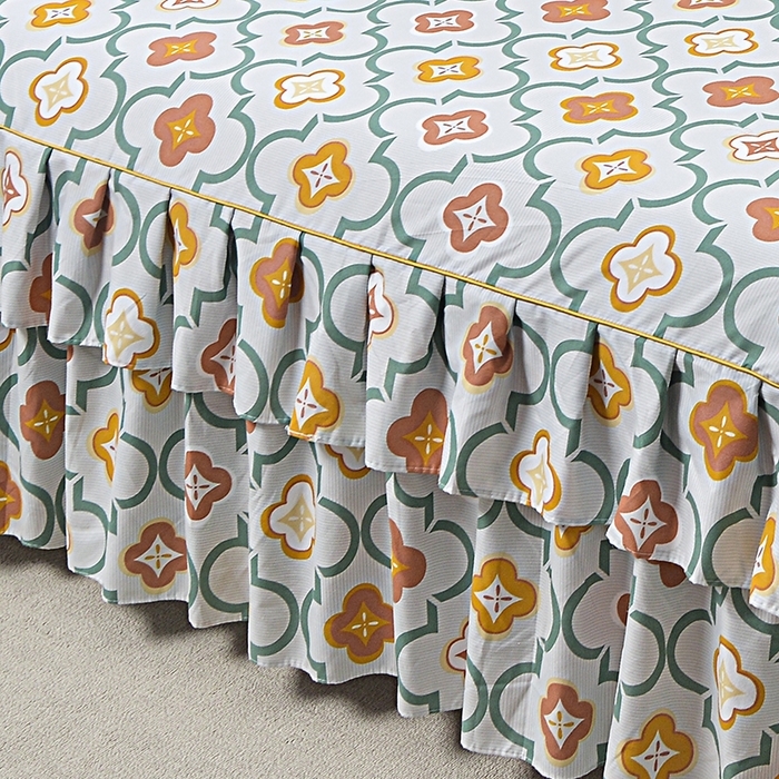 91家纺网 家纺一手货源 找家纺 小雨家纺 2026新款芦荟棉床裙四件套 初夏绿