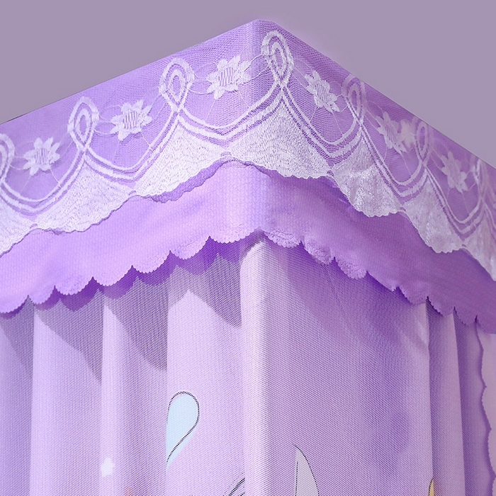 91家纺网 家纺一手货源 找家纺 2025新款坐床遮光布款防尘床帘式蚊帐 多彩心回底