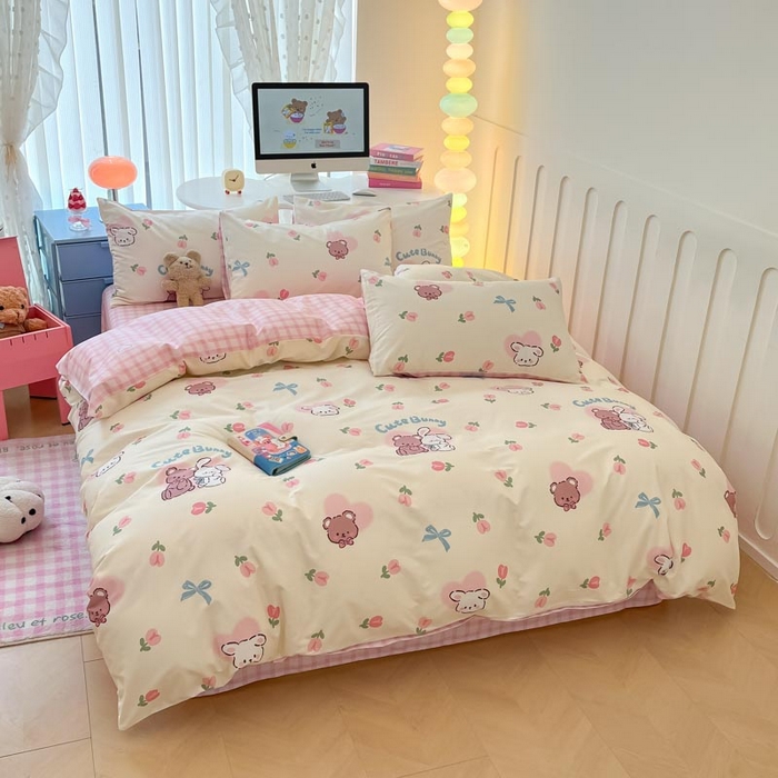 91家纺网 家纺一手货源 找家纺 晨希家居 2024新款全棉卡通活性印花四件套贝贝熊