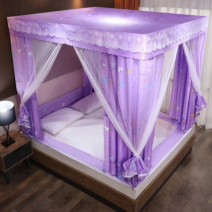 2025新款坐床遮光布款防尘床帘式蚊帐 多彩心回底