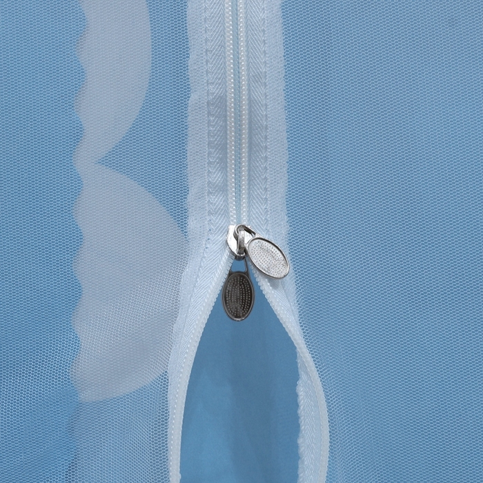 91家纺网 家纺一手货源 找家纺 2025新款坐床遮光布款防尘床帘式蚊帐 蓝花兔回底