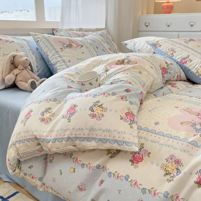 91家纺网 家纺一手货源 找家纺 （总）呗旺鹿 2024新款13372全棉四件套学生三件套宿舍三件套小清新纯棉四件套