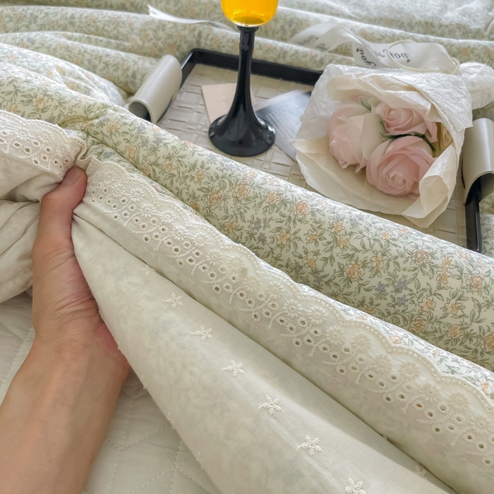 91家纺网 家纺一手货源 找家纺 奈萝家纺 2024新款法式花边款针织夏被春秋被可机洗 亿夏