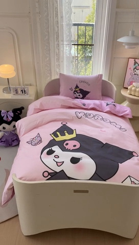 91家纺网 家纺一手货源 找家纺 蘭菲家纺 2024新款全棉幼儿园三件套 粉巴库