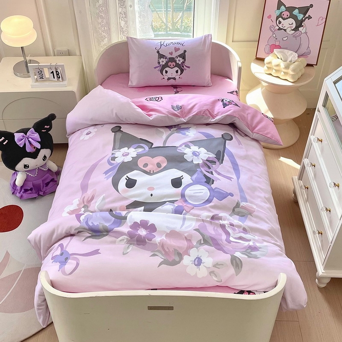 91家纺网 家纺一手货源 找家纺 蘭菲家纺 2024新款全棉幼儿园三件套 花仙子