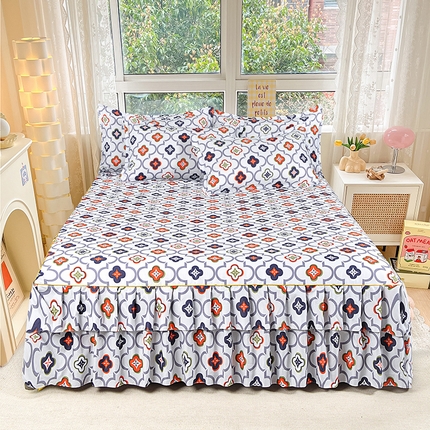 小雨家纺 2026新款芦荟棉床裙三件套 初夏灰