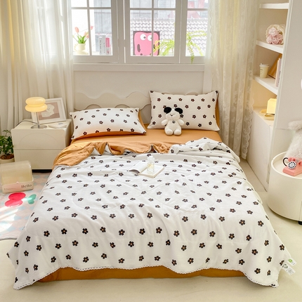 91家纺网 家纺一手货源 找家纺 （总）2025新款A类泡泡纱水洗棉夏被四件套