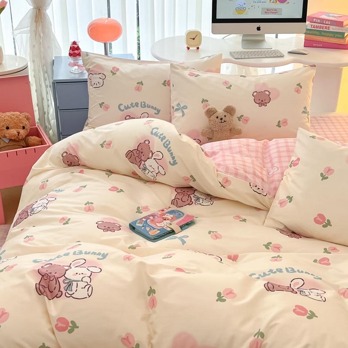 91家纺网 家纺一手货源 找家纺 晨希家居 2024新款全棉卡通活性印花四件套贝贝熊