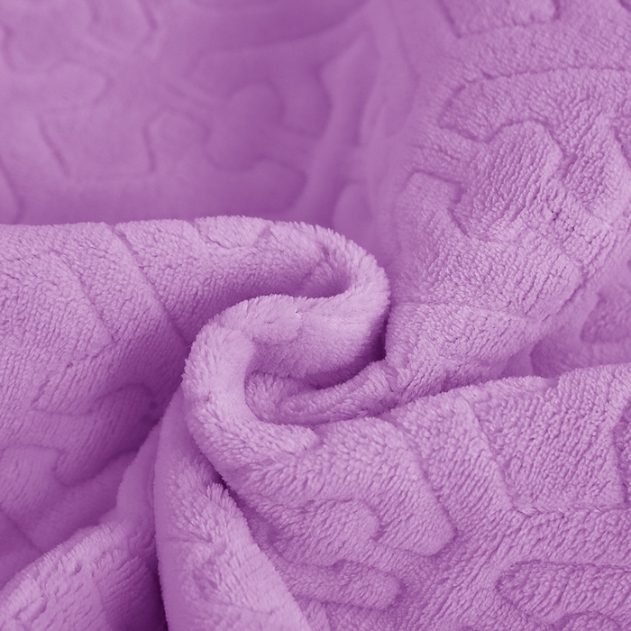 91家纺网 家纺一手货源 找家纺 晶缦家纺 2024新款纯色小花边牛奶绒床盖三件套 暖馨-浅紫