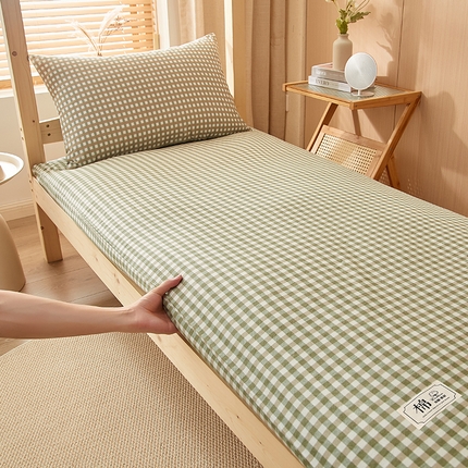 91家纺网 家纺一手货源 找家纺 2024新款水洗棉可拆洗棉花学生床褥垫褥子床垫 绿小格