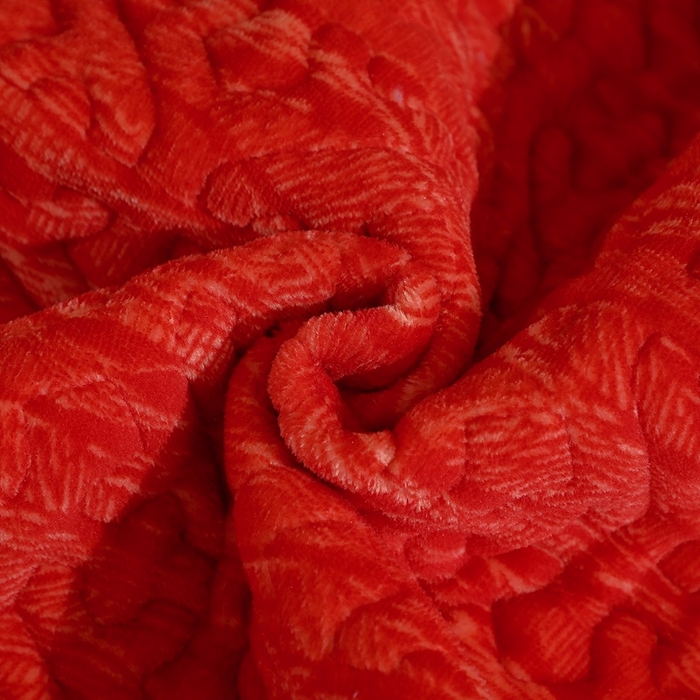 91家纺网 家纺一手货源 找家纺 晶缦家纺 2024新款水波纹色织牛奶绒床盖三件套 涟漪-大红