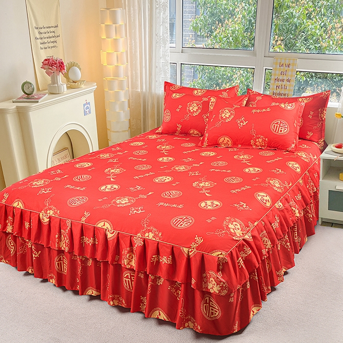 91家纺网 家纺一手货源 找家纺 （总）小雨家纺 2026新款芦荟棉床裙三件套