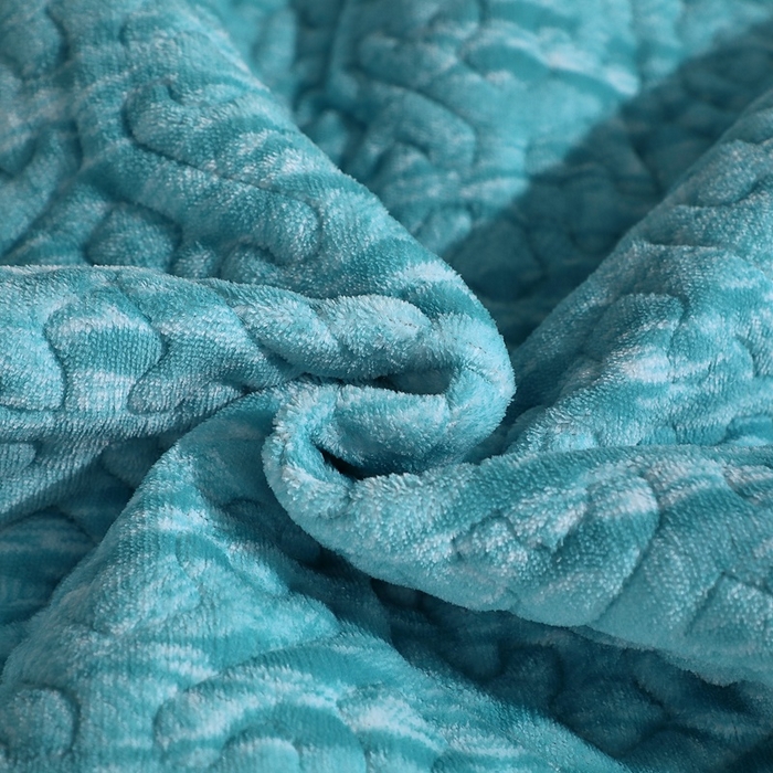 91家纺网 家纺一手货源 找家纺 晶缦家纺 2024新款水波纹色织牛奶绒床盖三件套 涟漪-浅蓝
