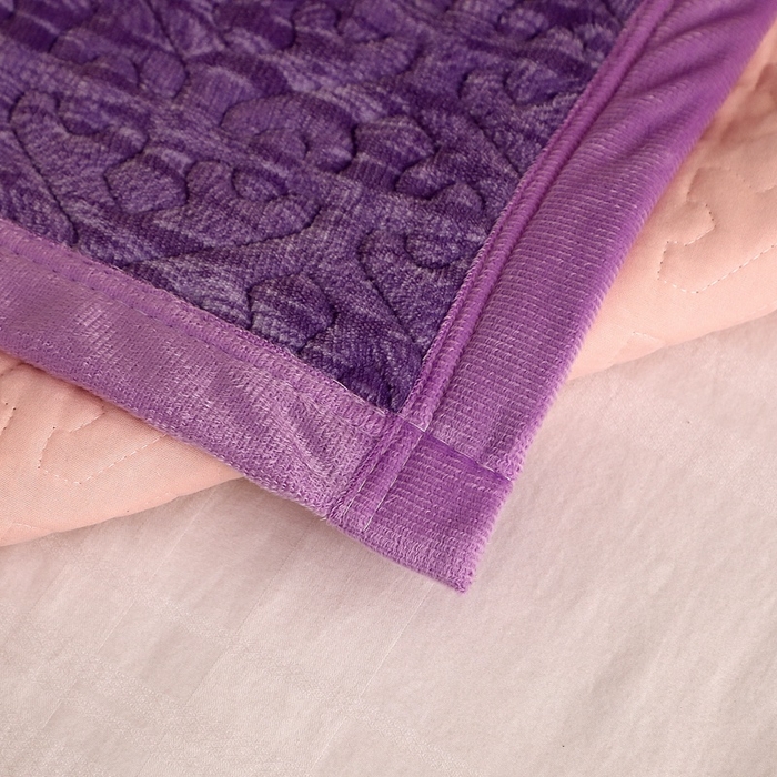91家纺网 家纺一手货源 找家纺 晶缦家纺 2024新款水波纹色织牛奶绒床盖三件套 涟漪-罗兰紫
