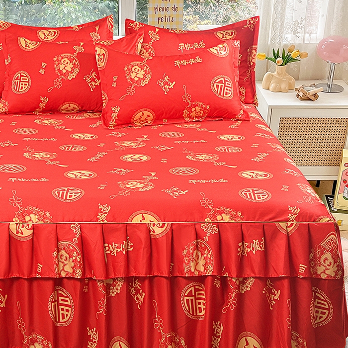 91家纺网 家纺一手货源 找家纺 （总）小雨家纺 2026新款芦荟棉床裙四件套