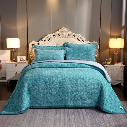 91家纺网 家纺一手货源 找家纺 （总）2025新款AB面高克重纯色色织床盖高密度牛奶绒床盖三件套 冬季加厚绗缝夹棉床单榻榻米垫子毛毯盖毯