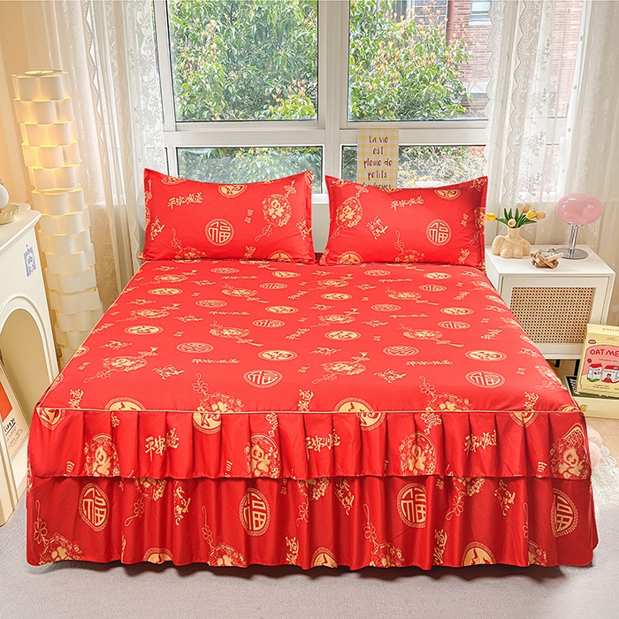 91家纺网 家纺一手货源 找家纺 （总）小雨家纺 2026新款芦荟棉床裙三件套