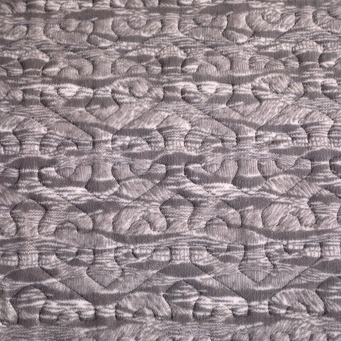 91家纺网 家纺一手货源 找家纺 晶缦家纺 2024新款水波纹色织牛奶绒床盖三件套 涟漪-灰色