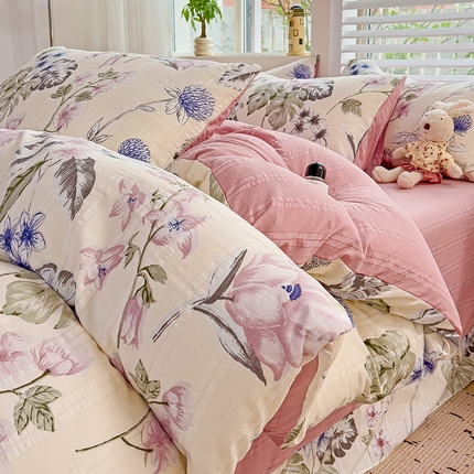 优选良品 2025新款有氧提花云纱棉圆角吊边工艺款四件套学生三件套江南