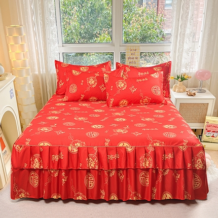 （总）小雨家纺 2026新款芦荟棉床裙三件套