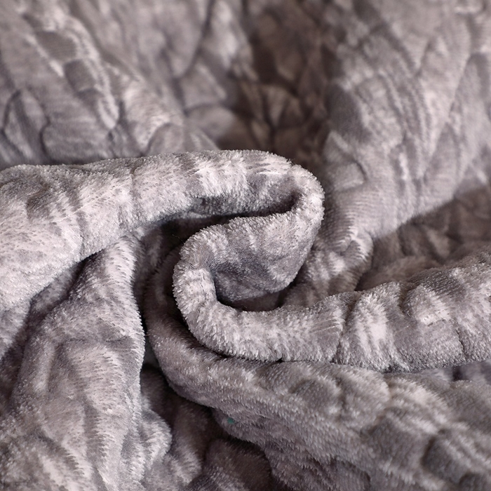 91家纺网 家纺一手货源 找家纺 晶缦家纺 2024新款水波纹色织牛奶绒床盖三件套 涟漪-灰色