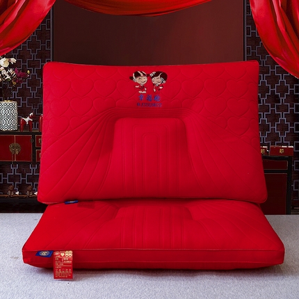 91家纺网 家纺一手货源 找家纺 （总）十仟  2024新款婚庆护颈椎助眠乳胶大红色枕头枕芯芯陪嫁家用