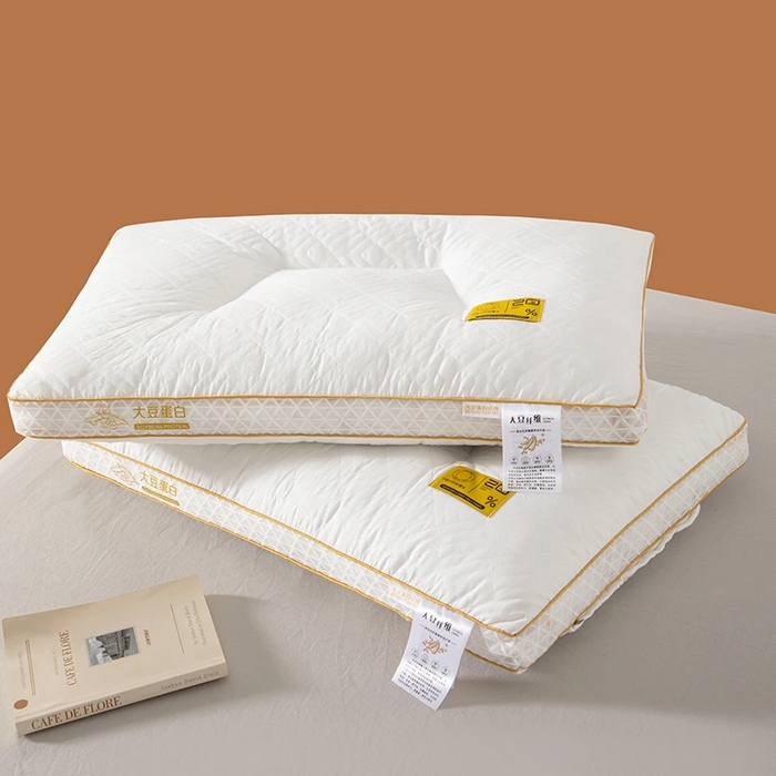 91家纺网 家纺一手货源 找家纺 2025新款大豆蛋白立体护颈椎枕头枕芯五星级酒店单人枕头宿舍家用48x74cm/只梯形款