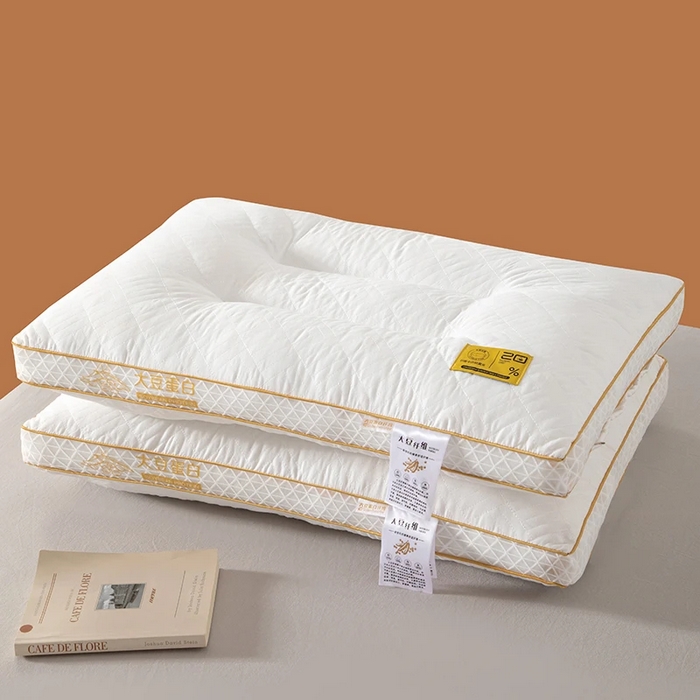 91家纺网 家纺一手货源 找家纺 2025新款大豆蛋白立体护颈椎枕头枕芯五星级酒店单人枕头宿舍家用48x74cm/只方形款