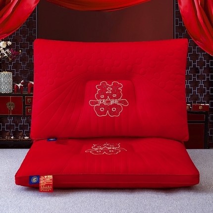91家纺网 家纺一手货源 找家纺 （总）十仟  2024新款婚庆护颈椎助眠乳胶大红色枕头枕芯芯陪嫁家用