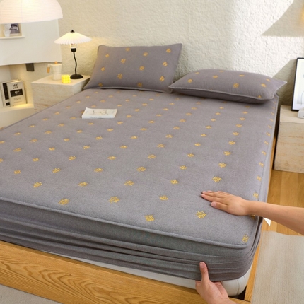 91家纺网 家纺一手货源 找家纺 尊康家纺（原磊科）  2024新款全棉色织大豆棉床笠-金百福 金百福-高级灰