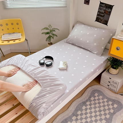 91家纺网 家纺一手货源 找家纺 曼陀罗 2025新款5A级抗菌水洗棉学生床笠 灰心