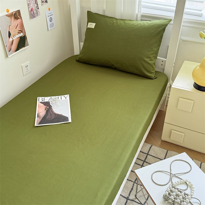 91家纺网 家纺一手货源 找家纺 眠博士 2024新款全棉13372学生床笠床垫保护套 床笠-军绿