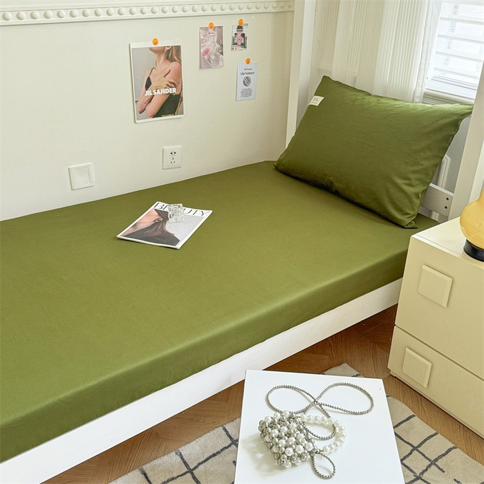 91家纺网 家纺一手货源 找家纺 眠博士 2024新款全棉13372学生床笠床垫保护套 床笠-军绿