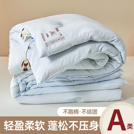 典冠 2024新款原棉提花无染大豆被冬被春秋被子母被 天空蓝