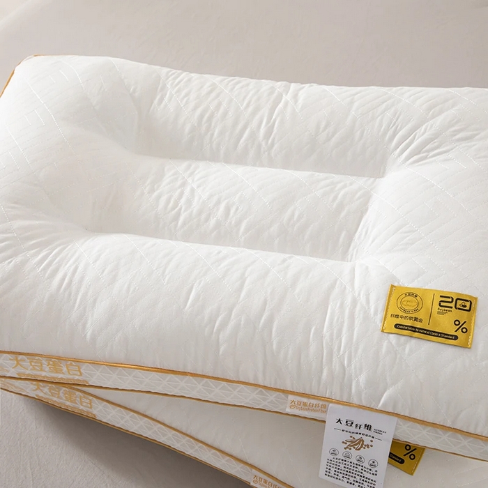 91家纺网 家纺一手货源 找家纺 2025新款大豆蛋白立体护颈椎枕头枕芯五星级酒店单人枕头宿舍家用48x74cm/只方形款