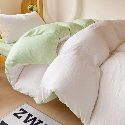 （总）韩巢家纺 2024新款学生宿舍寝室上下铺超柔水洗棉单件被套-纯色双拼（提供卖家秀）