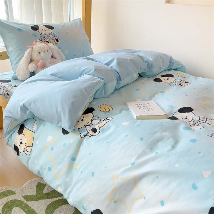 91家纺网 家纺一手货源 找家纺 名兮家居 2024新款全棉印花学生款多件套 斑点狗