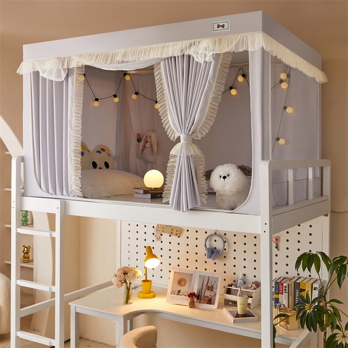 91家纺网 家纺一手货源 找家纺 艾晶美家纺有限公司 2025新款韩式纯色学生床帘蚊帐 时尚灰