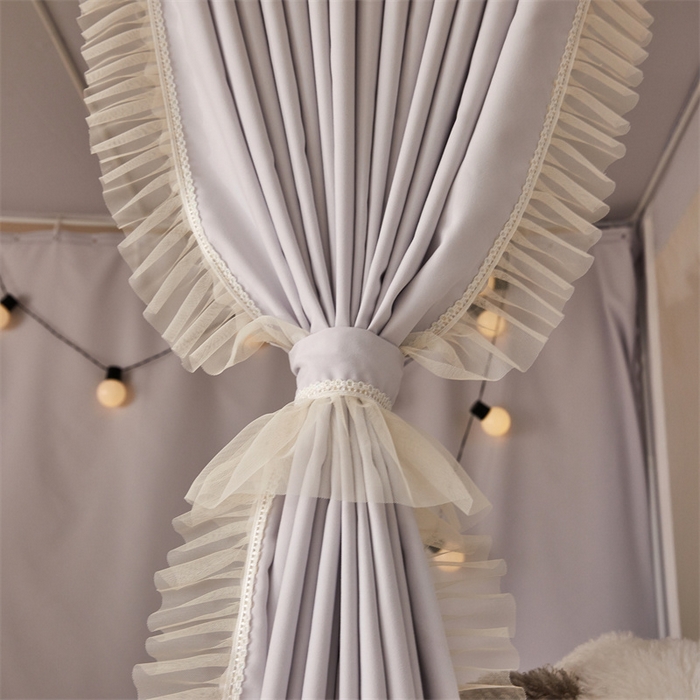 91家纺网 家纺一手货源 找家纺 艾晶美家纺有限公司 2025新款韩式纯色学生床帘蚊帐 时尚灰