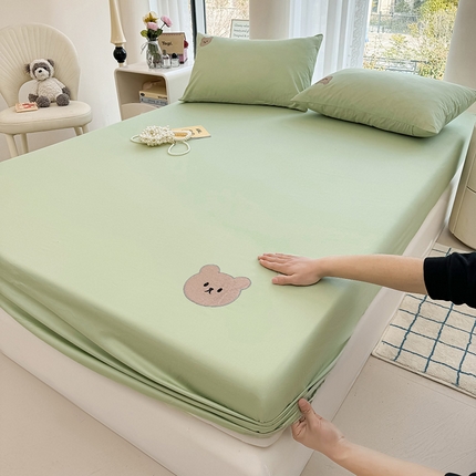 居眠 2024新款A类全棉米乐熊单层床笠 米乐熊 绿色