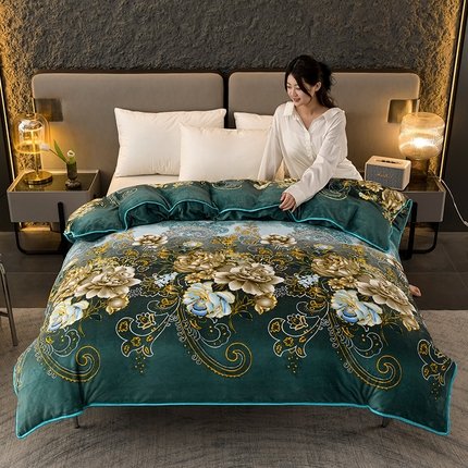 2025直播爆款印花牛奶绒印花单被套220克法莱绒被套单件枕套花漾情怀