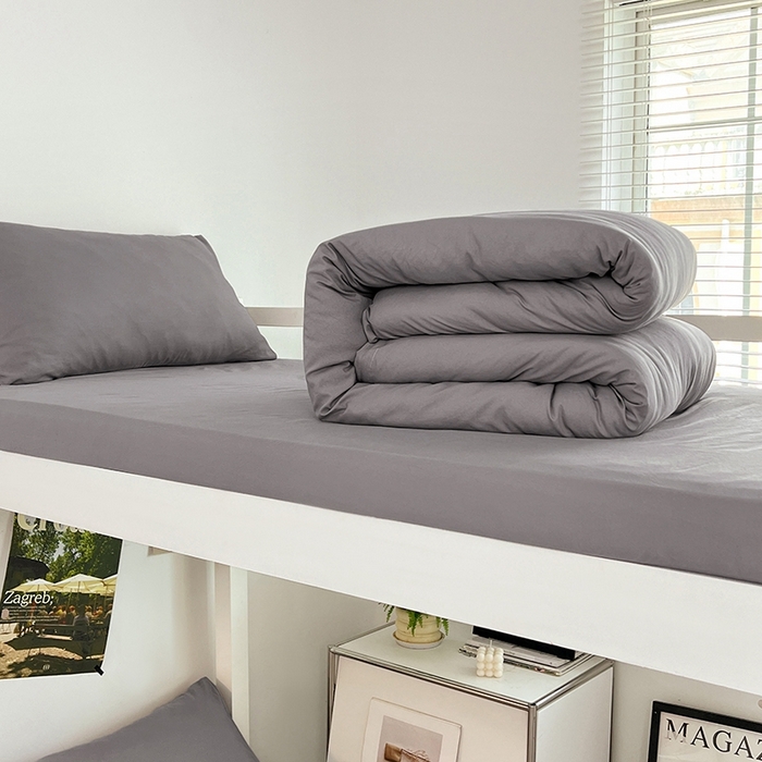 91家纺网 家纺一手货源 找家纺 悦织湾家纺 2025新款105克水洗棉磨毛四件套 莫奈灰