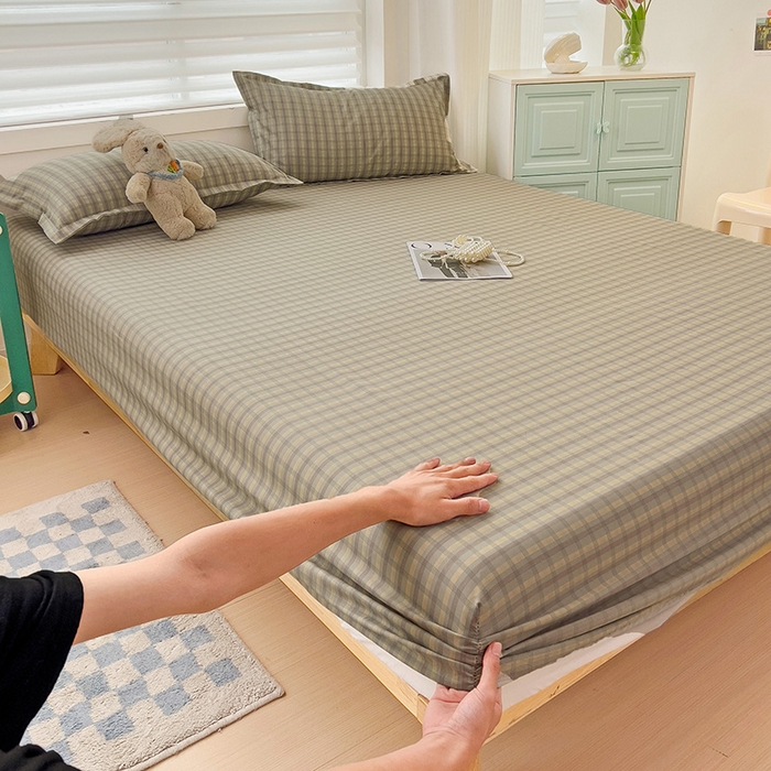 91家纺网 家纺一手货源 找家纺 楠沐家纺 2025新款亲肤印花芦荟棉水洗棉床笠系列 觅遇